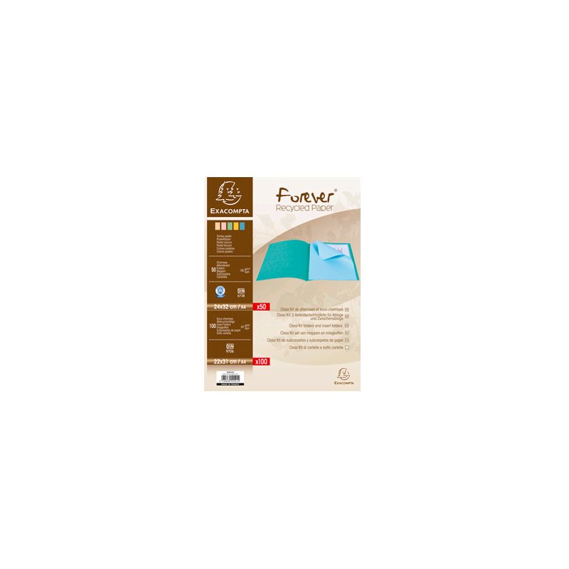 Rainex document folder set, A4, assorted colours, 150 pieces