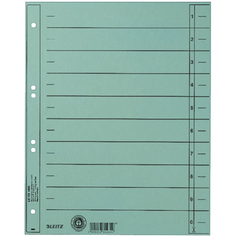 LEITZ intercalaires A4 extra-larges, carton manille 230g/m², jaune, 100 pièces