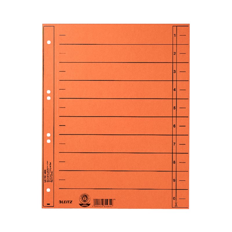 LEITZ intercalaires A4 extra-larges, carton manille 230g/m², jaune, 100 pièces