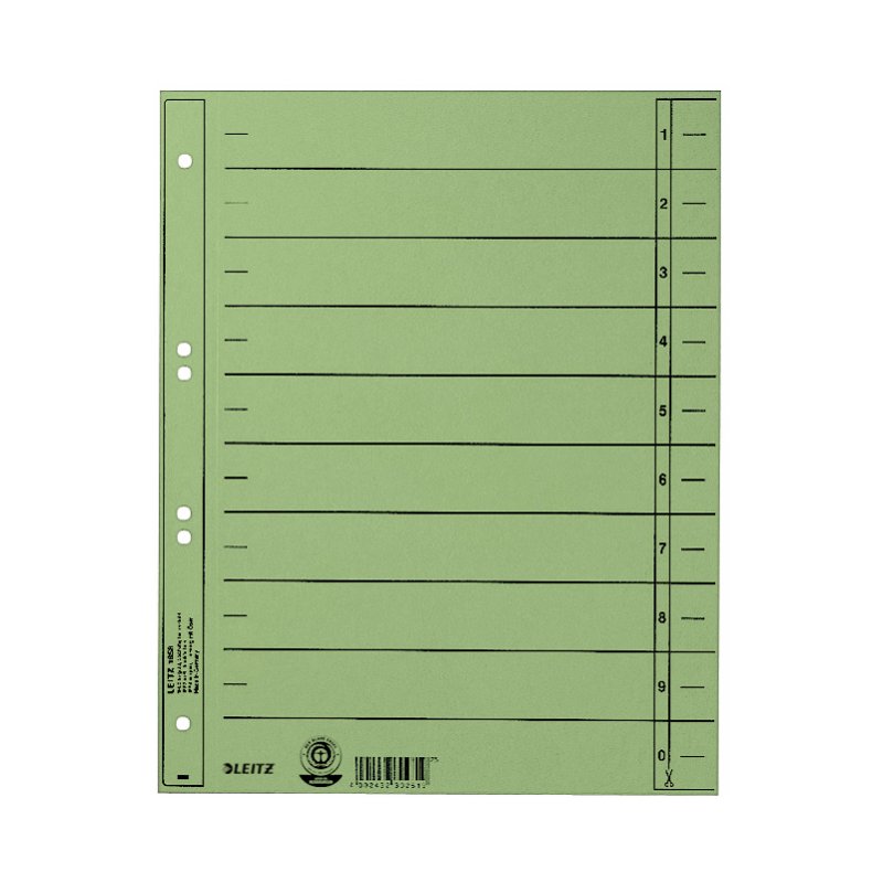 LEITZ intercalaires A4 format large, carton manille 230g/m², gris, 100 pièces