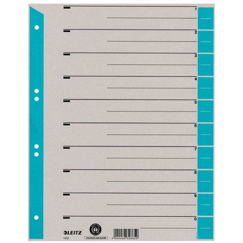 LEITZ intercalaires A4 extra-larges, carton kraft 230g/m², gris avec onglets orange, 100 pcs