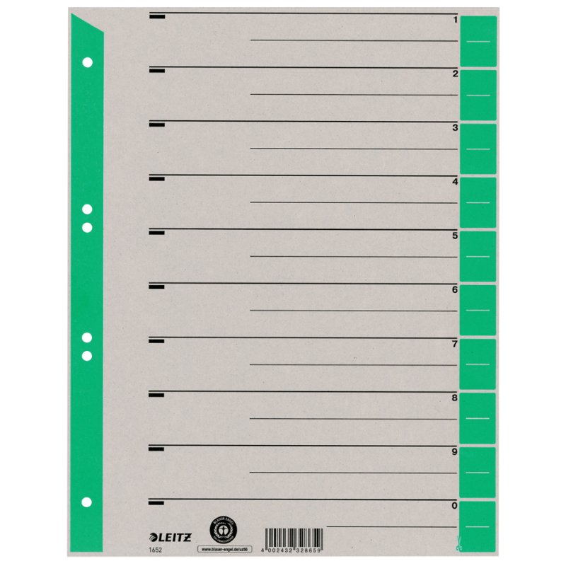 LEITZ intercalaires A4 extra-larges, carton kraft 230g/m², gris avec onglets orange, 100 pcs