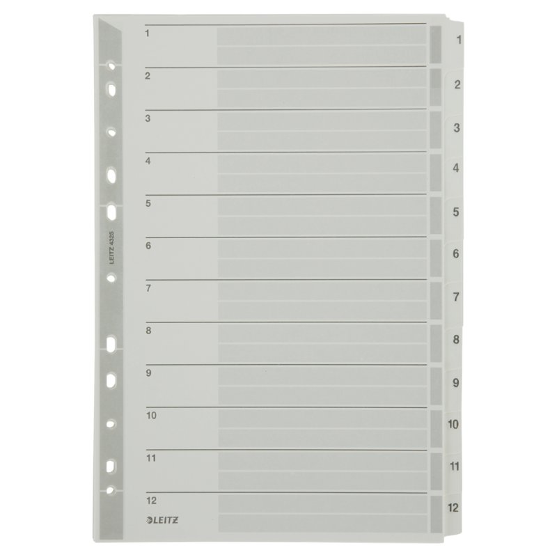 LEITZ intercalaires 1-10, A4, gris, 10 pièces