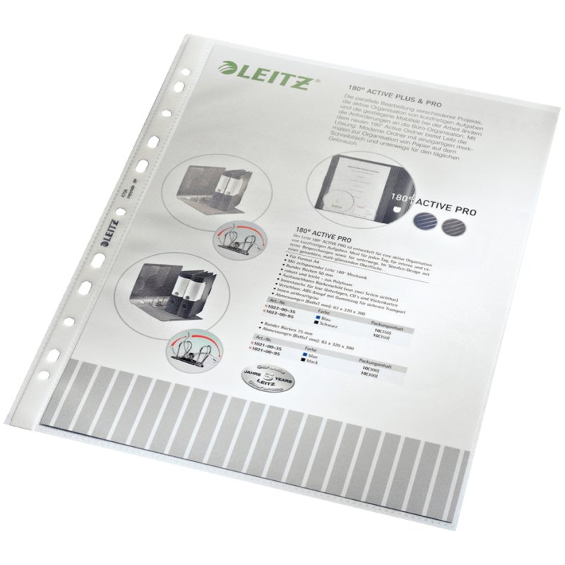 LEITZ pochettes pour documents Standard, A4, PP grainé, 100 pièces