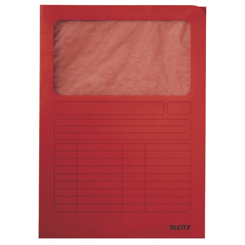 LEITZ mappen A4, met venster, rood, 100 stuks
