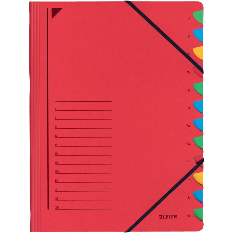 LEITZ trieur A4, 7 compartiments, rouge, carton