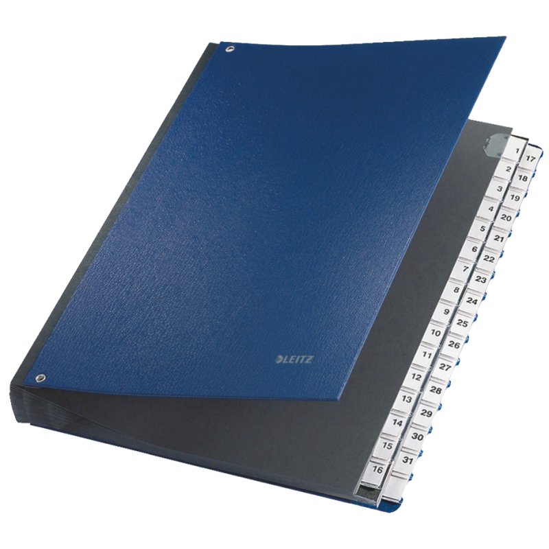 LEITZ classeur de bureau A4 1-31, 32 compartiments, plastique, bleu