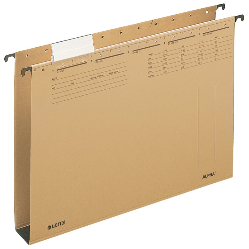 Leitz Alpha suspension files A4, Natron colour, 60 mm base width, 25 pieces