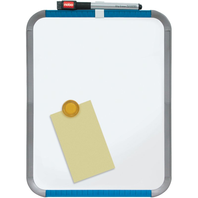 nobo tableau magnétique Slim-Line, magnétique, 220×280 mm, bleu/argent