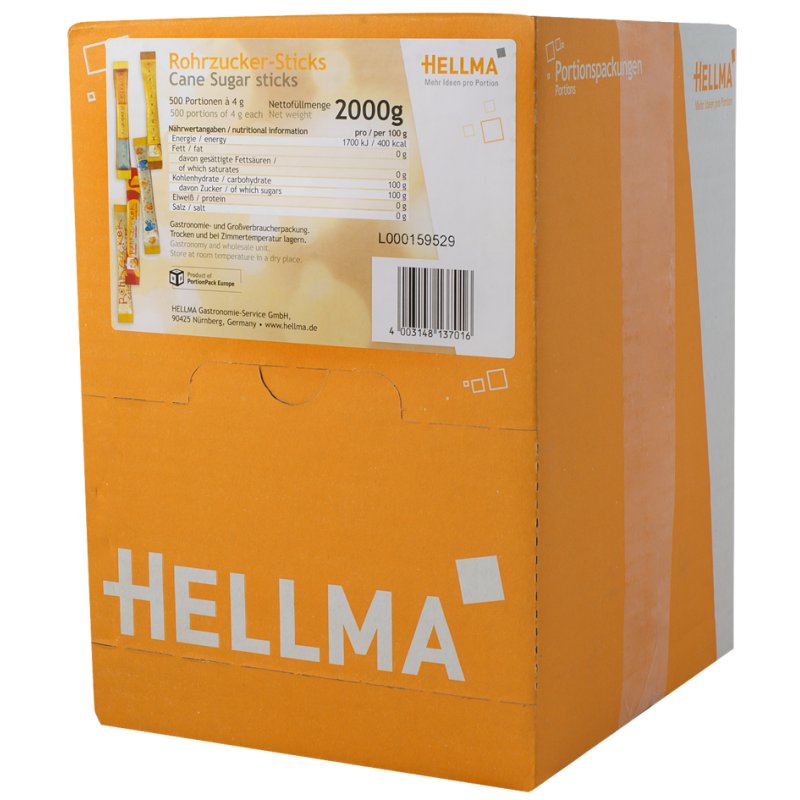 HELLMA sucre en bâtonnets, emballage individuel, 500 pièces de 4 g