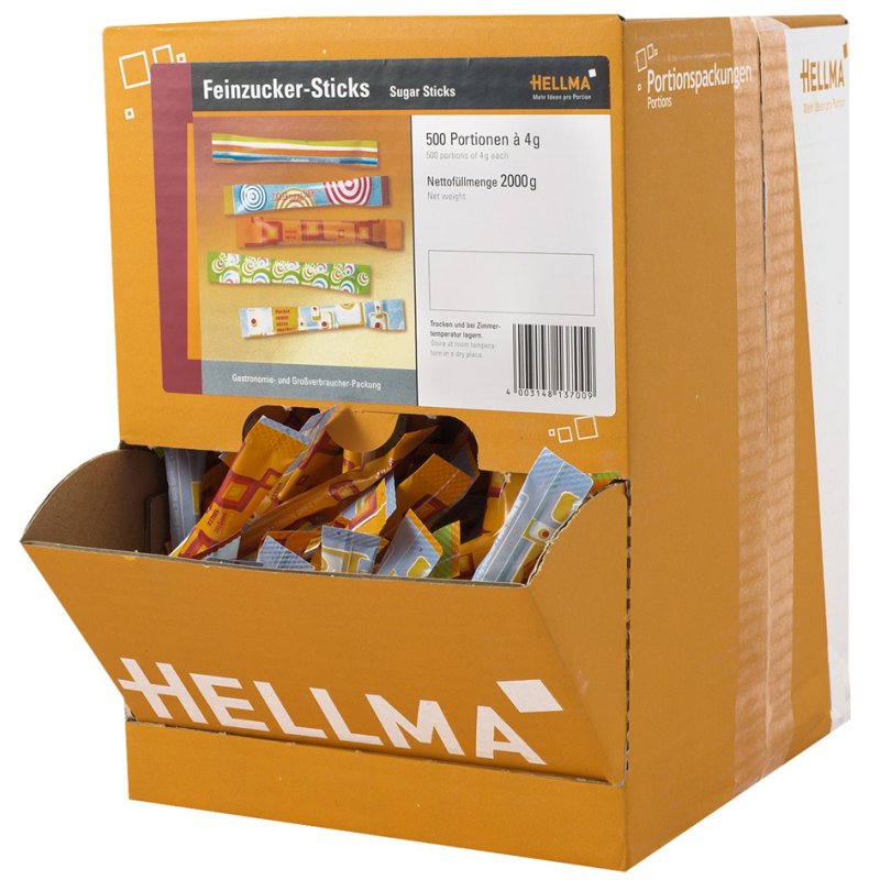 HELLMA fine sugar sticks, individually wrapped, 500 pieces à 4 g