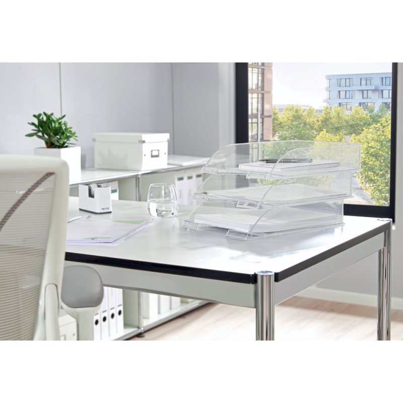 LEITZ letter tray A4, transparent, stackable, 5 pieces
