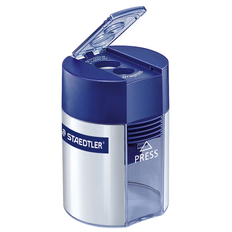 STAEDTLER dubbele puntenslijper rond, tot 10,2 mm diameter, blauw deksel