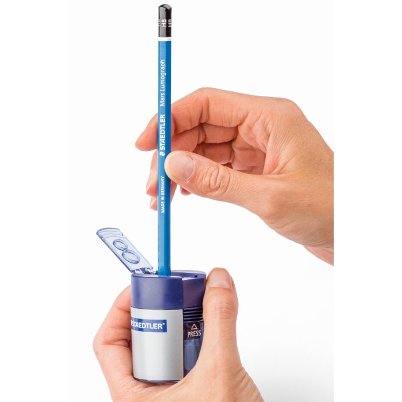 STAEDTLER dubbele puntenslijper rond, tot 10,2 mm diameter, blauw deksel