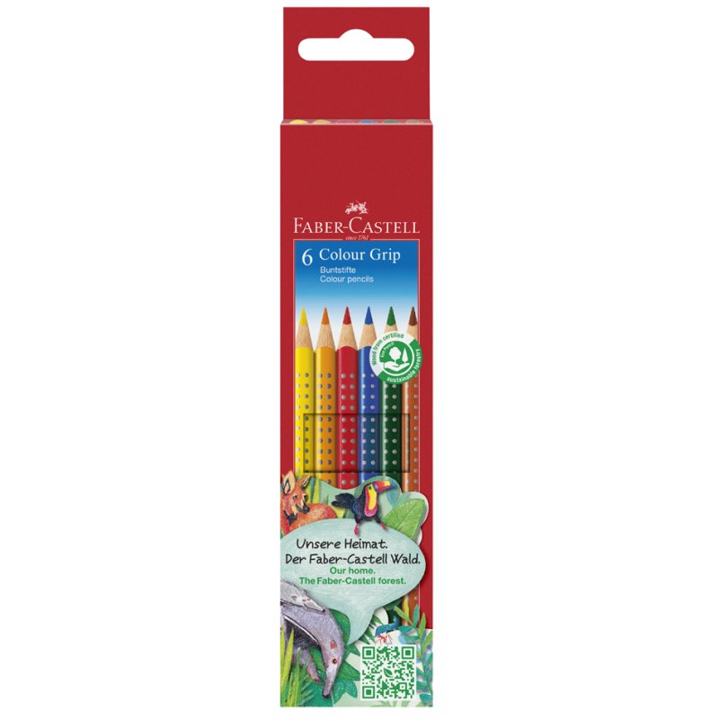 Faber-Castell crayons de couleur Colour GRIP, triangulaire, soft-grip, 6 pièces