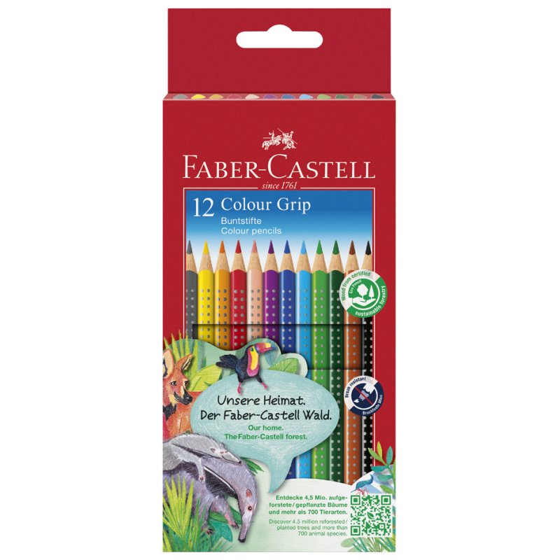Faber-Castell crayons de couleur Colour GRIP, triangulaire, soft-grip, 6 pièces
