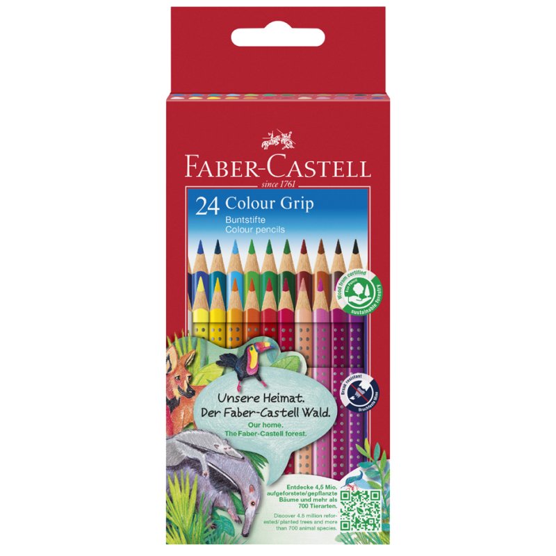 Faber-Castell crayons de couleur Colour GRIP, triangulaire, soft-grip, 6 pièces