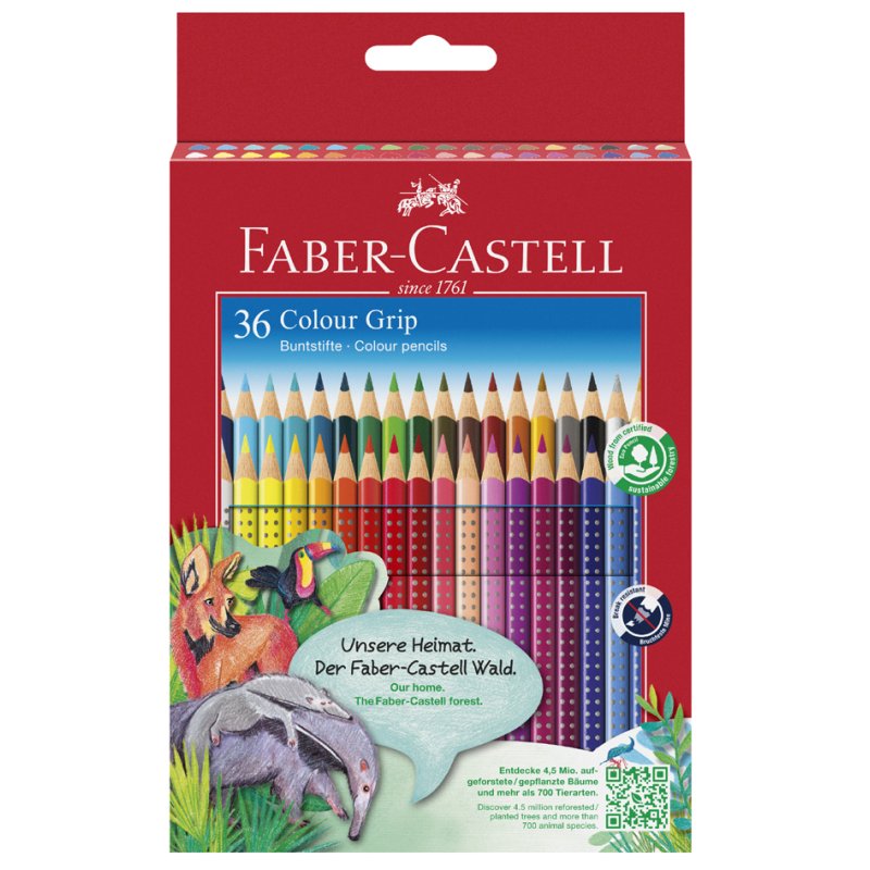Faber-Castell crayons de couleur Colour GRIP, triangulaire, soft-grip, 6 pièces