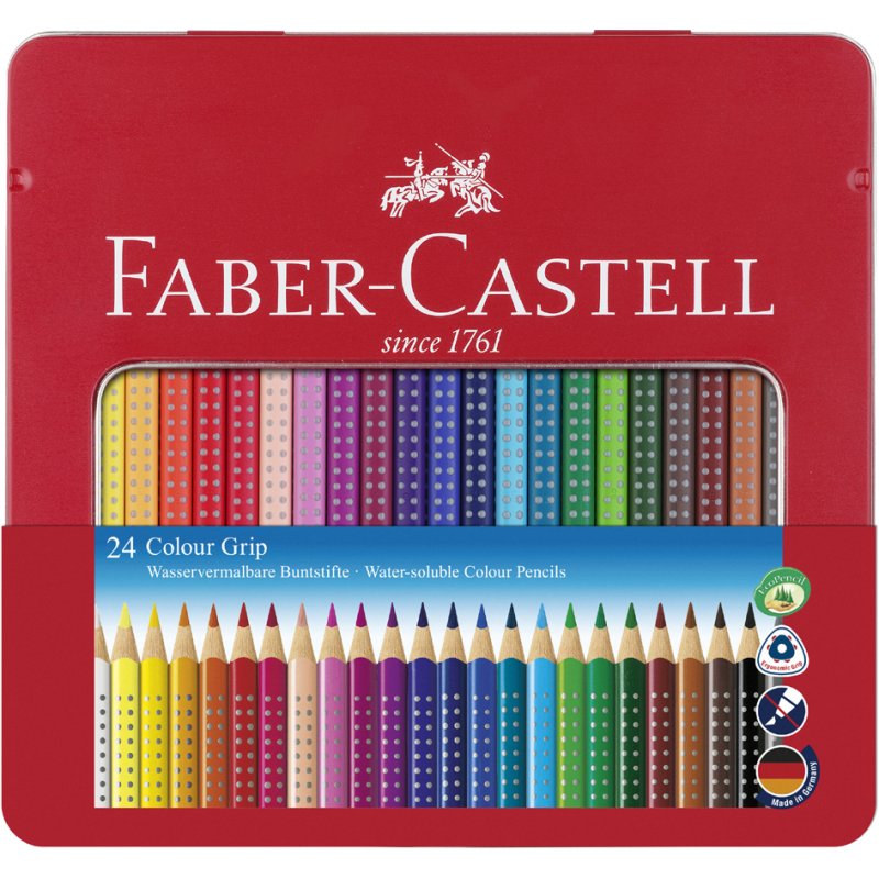 Faber-Castell crayons de couleur Colour GRIP, triangulaires, 48 pièces, étui métallique