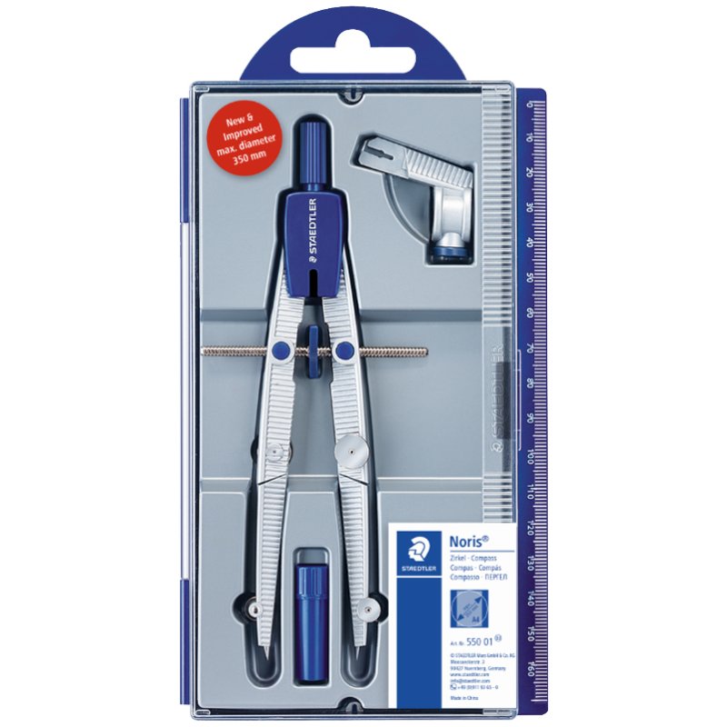 STAEDTLER Noris passer, blauw/zilver, met verlengstuk