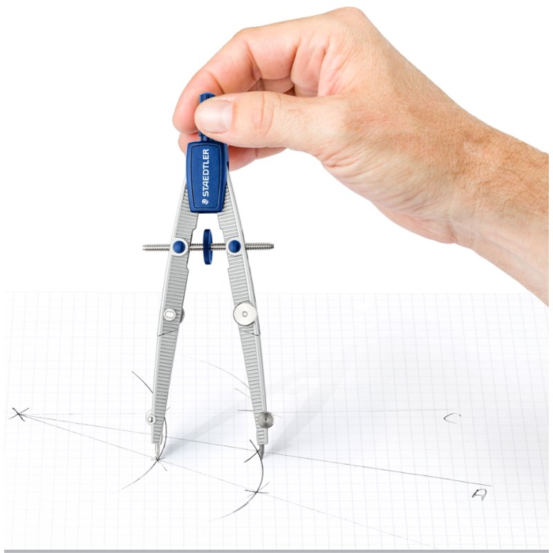STAEDTLER compas Noris 550 modèle scolaire, bleu/argent, 156 mm, diamètre max. 260 mm