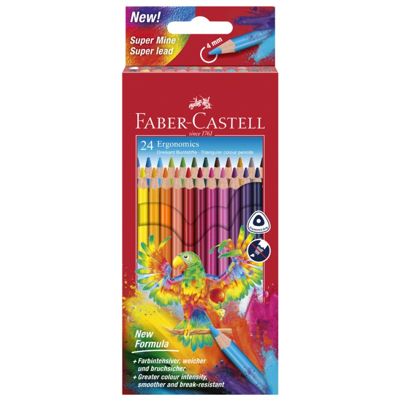 Faber-Castell crayons de couleur triangulaires, 24 pièces, 174 mm