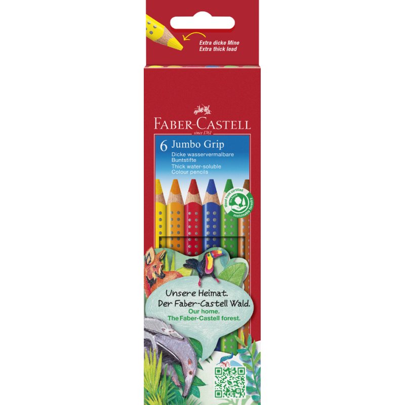 Faber-Castell crayons de couleur Jumbo Grip, triangulaire, 12 pièces