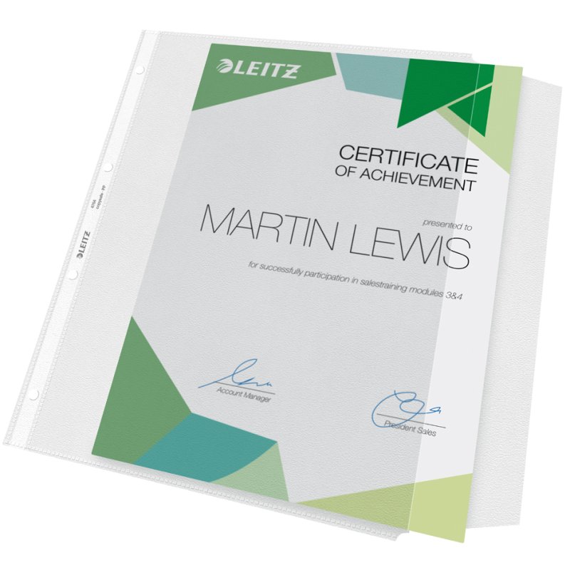 Insert folders with flap A4, PP, transparent textured, 50 pieces