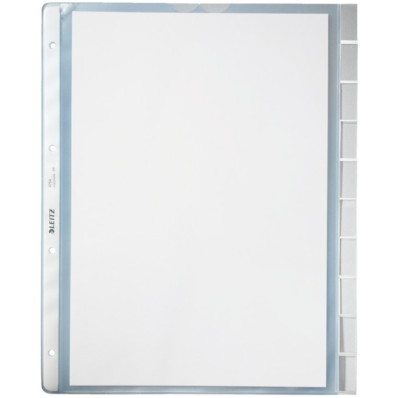 LEITZ intercalaires avec pochettes de recouvrement, blancs, A4, PP, 10 pièces