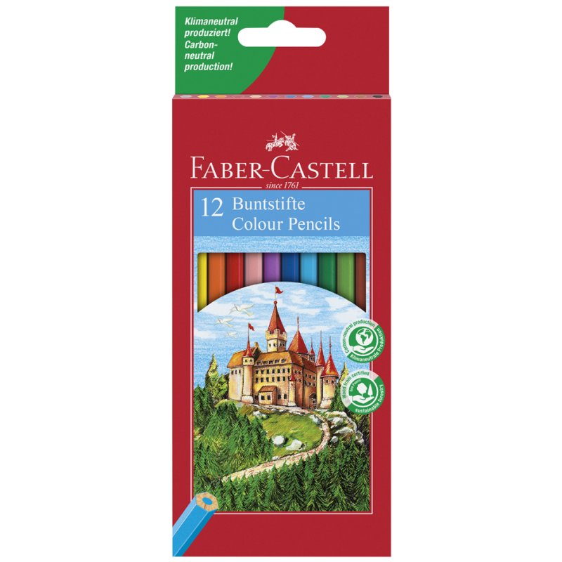 Faber-Castell crayons de couleur, hexagonaux, 12 pièces, étui en carton
