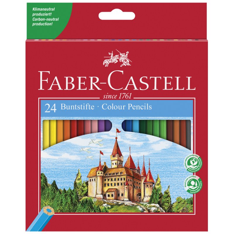 Faber-Castell crayons de couleur, hexagonaux, 12 pièces, étui en carton
