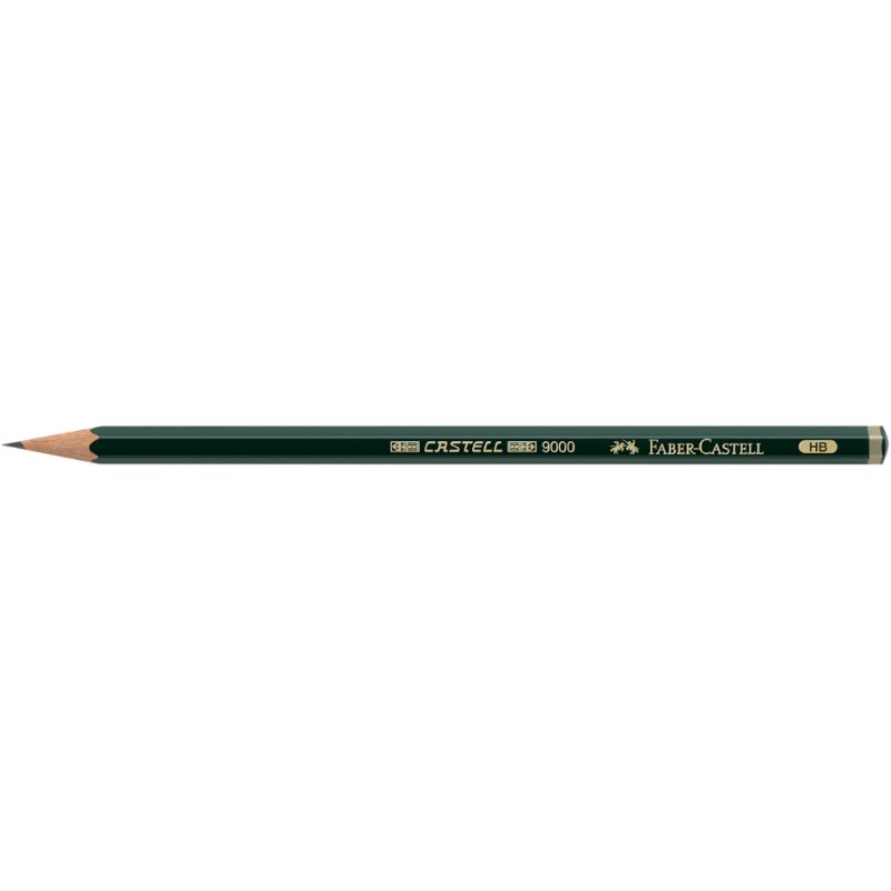Faber-Castell potlood CASTELL 9000, hardheidsgraad 4B, zeskantig, groen gelakt