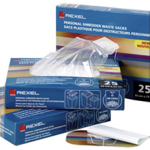 Rexel afvalzakken voor papiervernietigers, 115 liter, transparant, 100 stuks