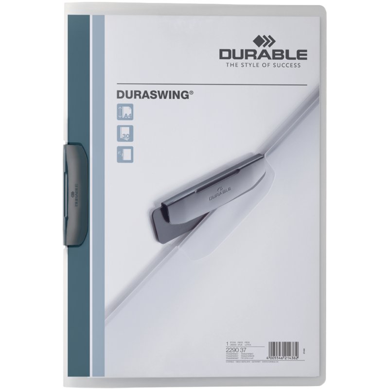 DURABLE pince-bloc DURASWING A4, transparent, pince pivotante latérale