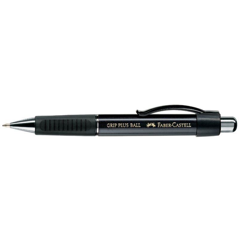 Faber-Castell stylo à bille GRIP PLUS, bouton-poussoir, noir métallisé, 0,5 mm