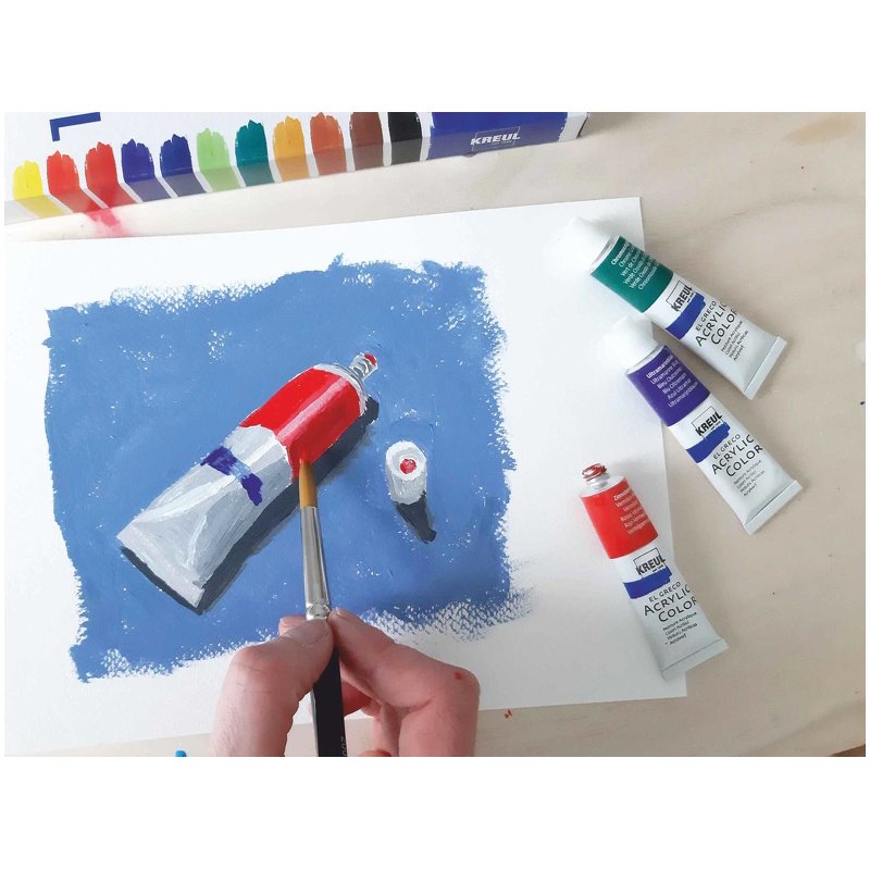 KREUL peinture acrylique El Greco, set de 12 couleurs, 12 ml, base aqueuse