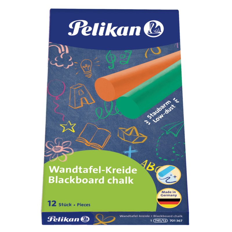 Pelikan craies pour tableau noir, couleurs assorties, 12 pièces
