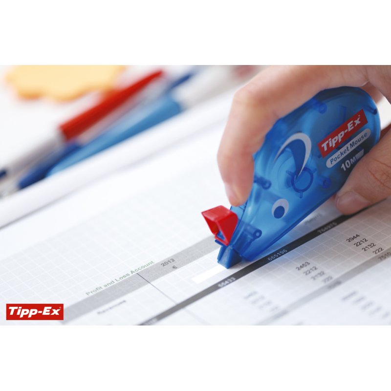 Tipp-Ex correctielint Roll-On Mini, transparant-blauw, 4,2 mm × 10 m
