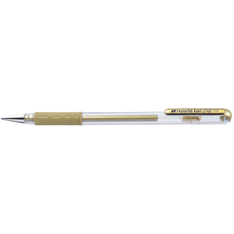 Pentel Hybrid Gel Grip stylo gel, argenté métallisé, 0,4 mm