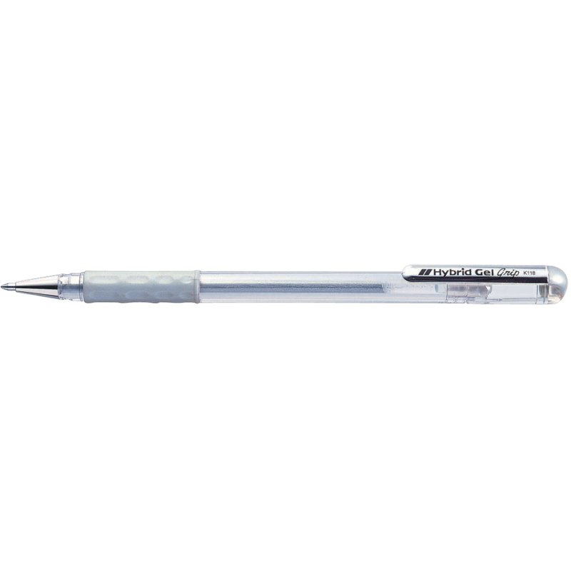 Pentel Hybrid Gel Grip stylo gel, argenté métallisé, 0,4 mm