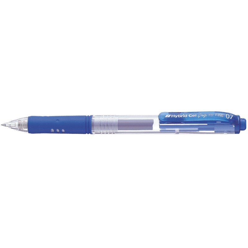 Pentel Hybrid Gel Grip K157, bleu, recharge possible, 0,35 mm