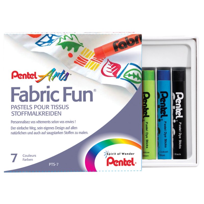 PentArt Textile Crayon PTS-7, 7 colours, acid-free pigment ink