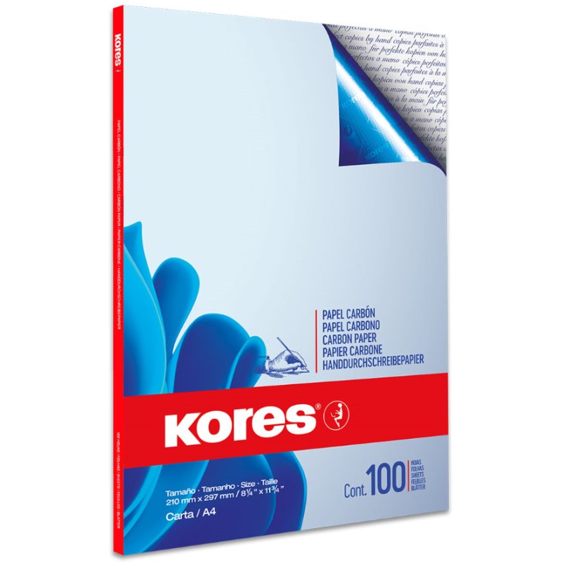 Kores papier carbone, A4, bleu, 100 feuilles