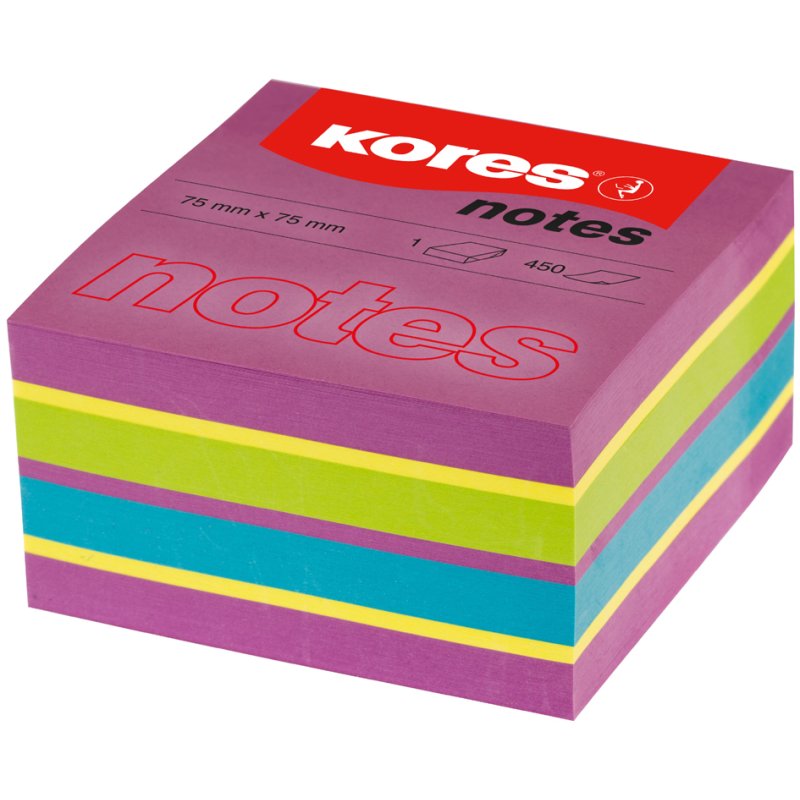 Kores bloc-mémo cube, 50×50 mm, couleurs néon, 400 feuilles