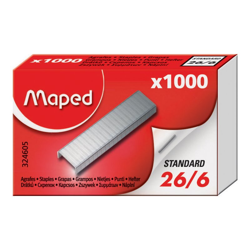 Agrafes Maped 26/6, galvanisées, 1000 pièces