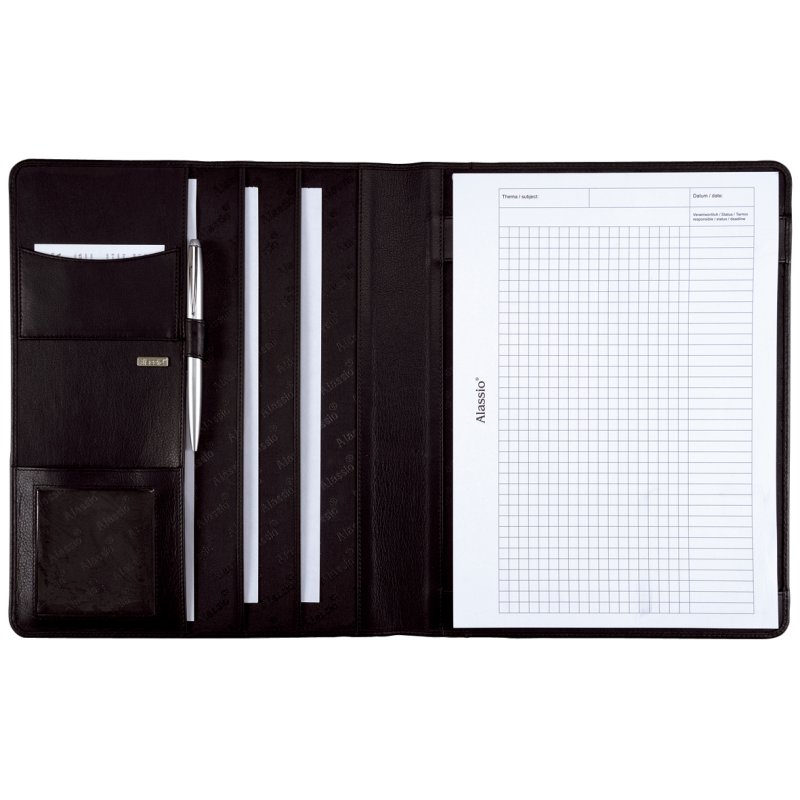 Alassio sous-main Cremona, A4, cuir nappa, noir