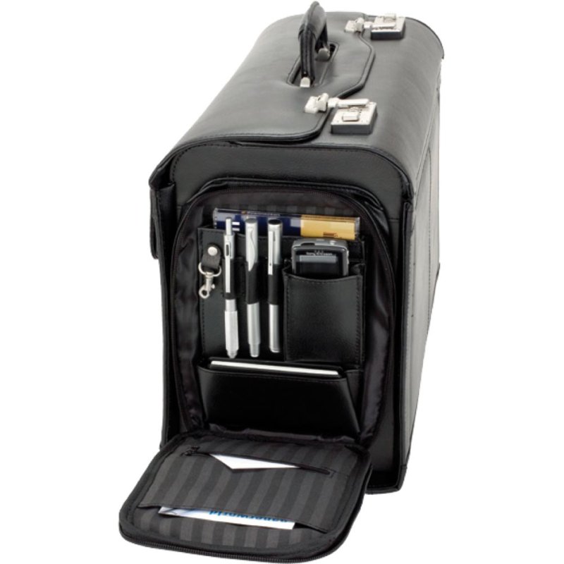 Alassio mallette pilote Verona, cuir, noir, 48×24×35 cm