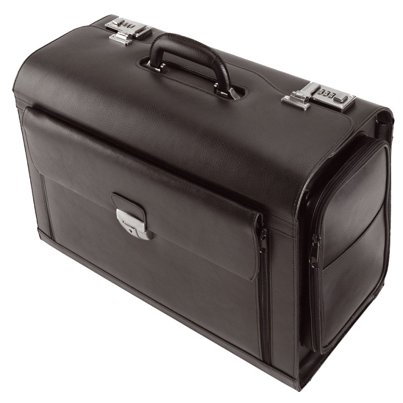 Alassio mallette pilote Verona, cuir, noir, 48×24×35 cm
