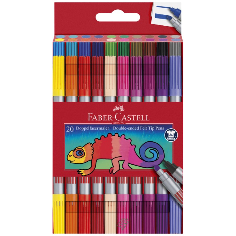 Faber-Castell crayons doubles, pointe épaisse et fine, lavable, 20 pièces