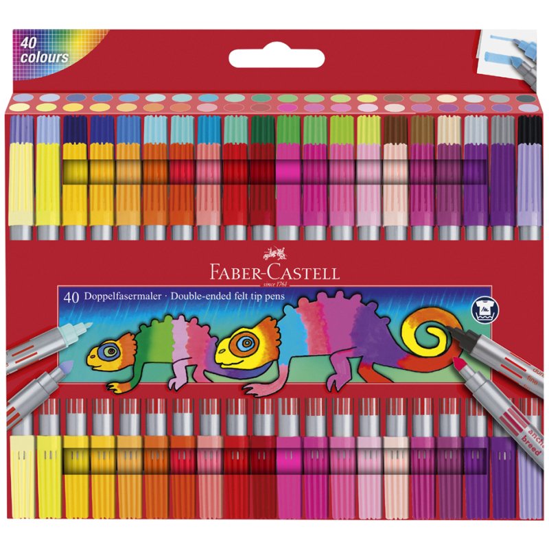 Faber-Castell crayons doubles, pointe épaisse et fine, lavable, 20 pièces